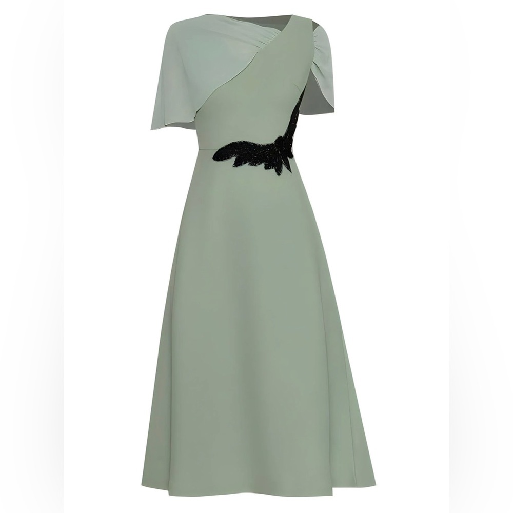 Sarah Ashley Studios Robin or Bat Short Sleeve MIDI Dress Blue
